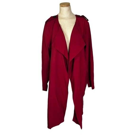 Elodie women's duster jacket L red open front long lightweight - Picture 1 of 8